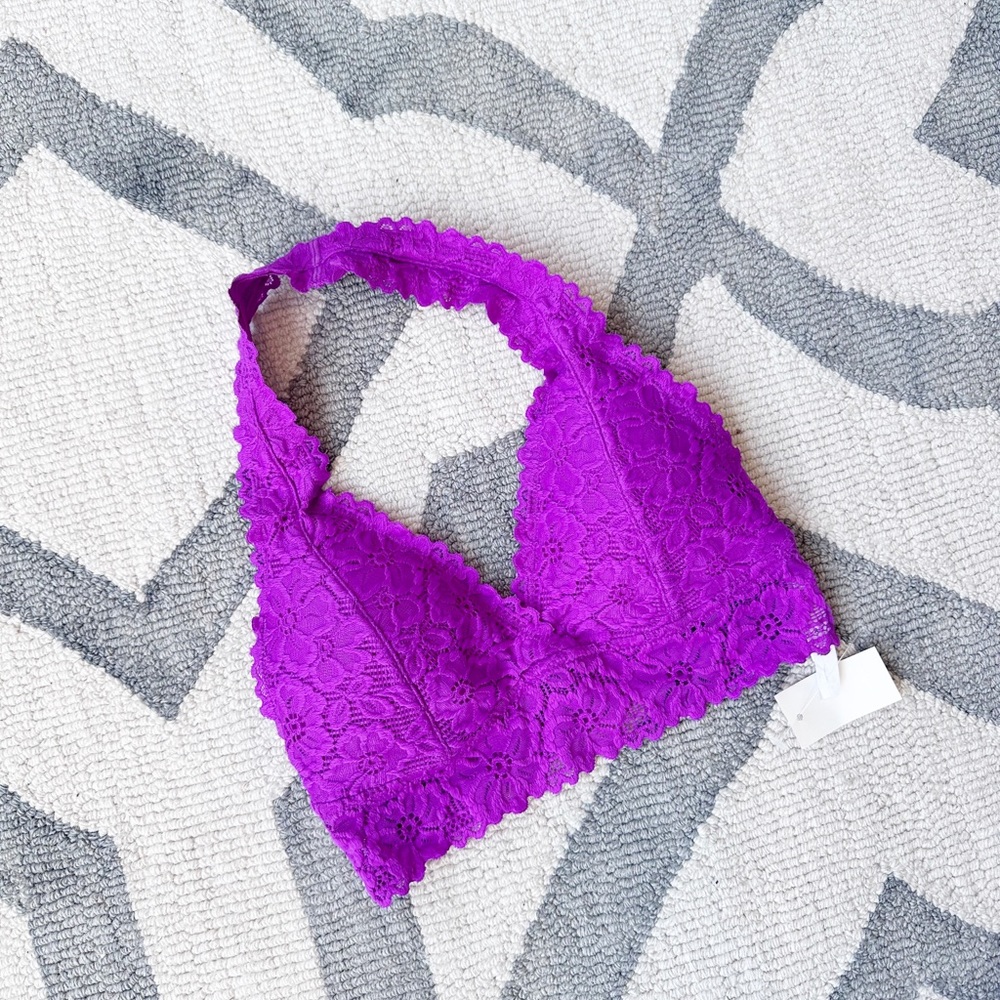 Live Love Dream Aeropostale pink purple  floral lace halter padded  bralette